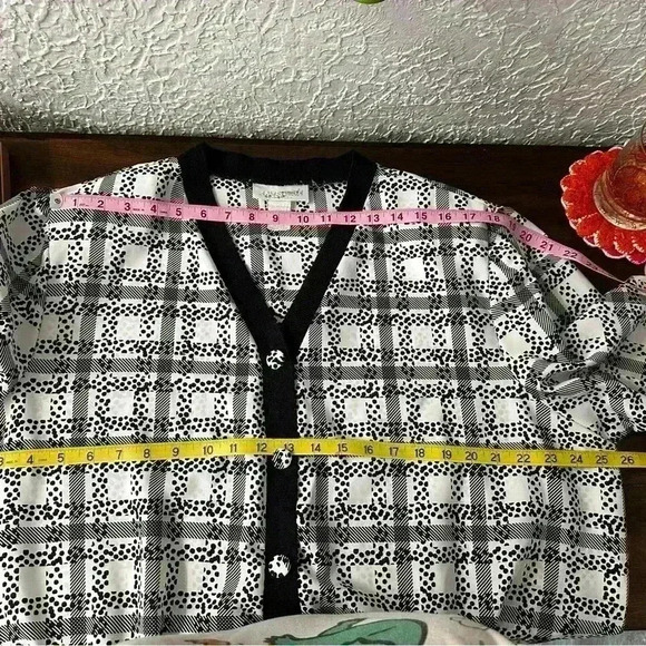 Vintage printed plaid black and white pullover size 3X - Picture 9 of 9